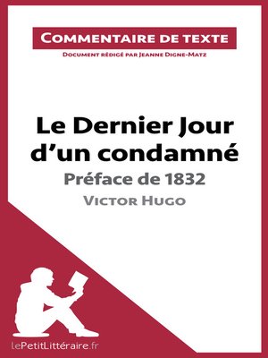 cover image of Le Dernier Jour d'un condamné de Victor Hugo--Préface de 1832